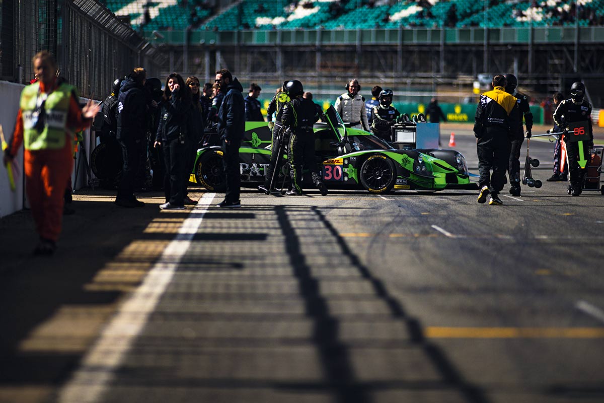 The half-lit Silverstone pit lane gives some great dramatic lighting